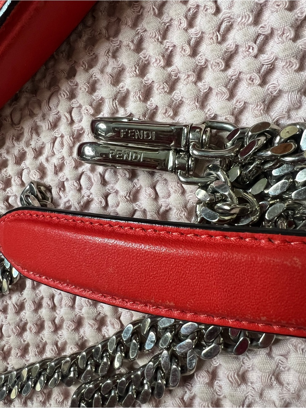 Fendi DotCom Click Small Red Quilted Leather Shoulder Bag - Picture 14 of 16